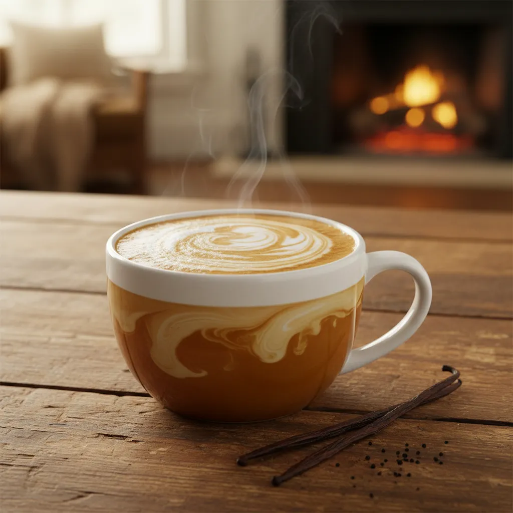 A cup of Harper's French Vanilla Coffee
